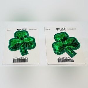 Iron-On Shamrock’s Green Sequin Appliqué Set of 2 NWT